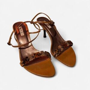 Maraolo tortoiseshell beaded leather heels size 8